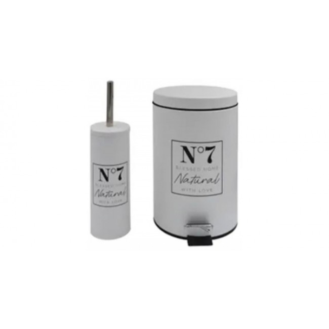 Σετ πιγκάλ-κάδος "HOME" 7 λίτρων από μέταλλο σε λευκό χρώμα