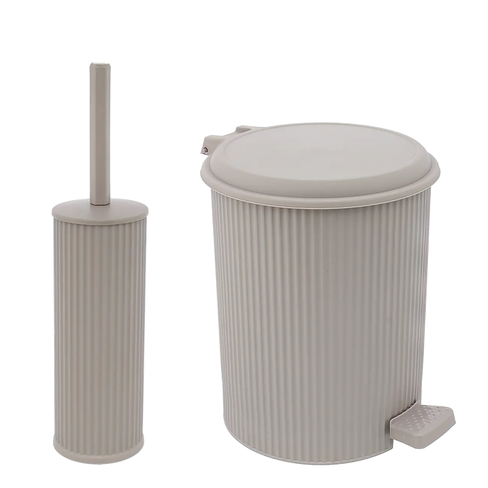 Σετ πεντάλ-πιγκάλ "ΝΟΣΤΑΛΓΙΑ" από πλαστικό σε χρώμα ανοιχτό γκρι 7Lt