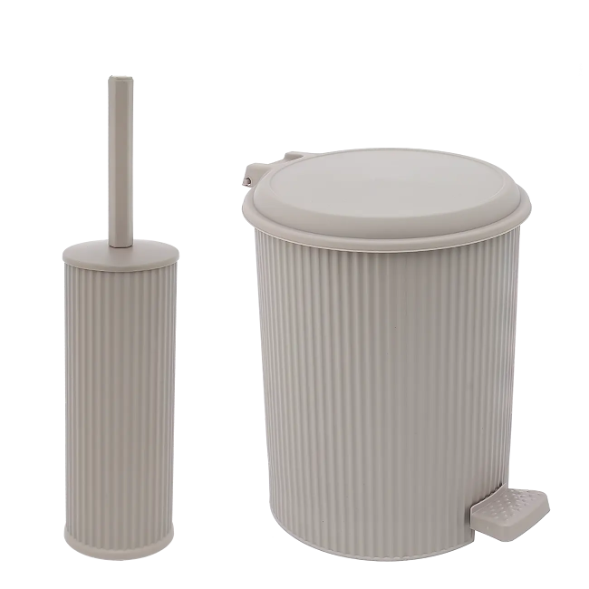 Σετ πεντάλ-πιγκάλ "ΝΟΣΤΑΛΓΙΑ" από πλαστικό σε χρώμα ανοιχτό γκρι 7Lt