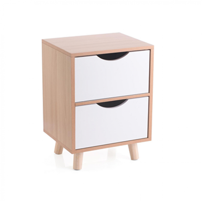 Κομοδίνο "SEL" από ξύλο πεύκου σε sonoma-λευκή απόχρωση 36x30x44