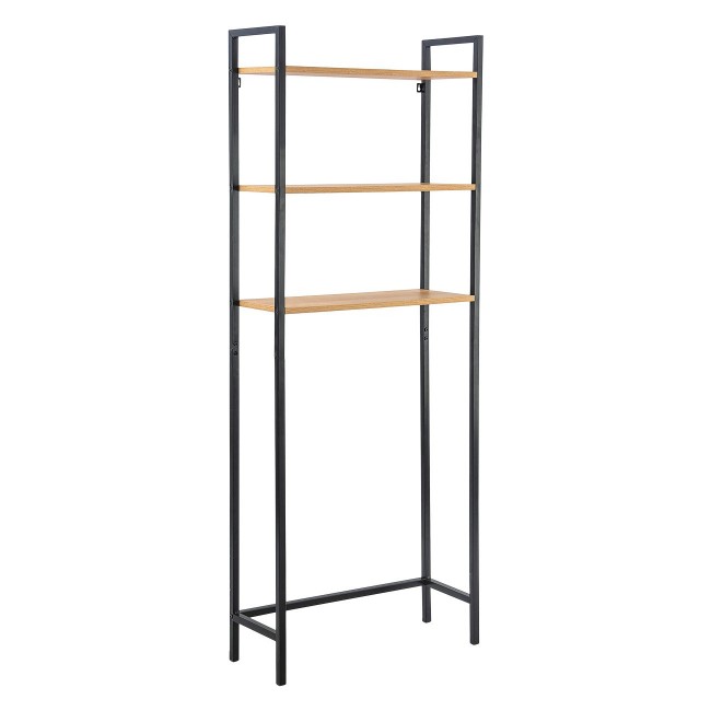 Έπιπλο οργάνωσης μπάνιου σε χρώμα μαύρο/φυσικό 63x24x123