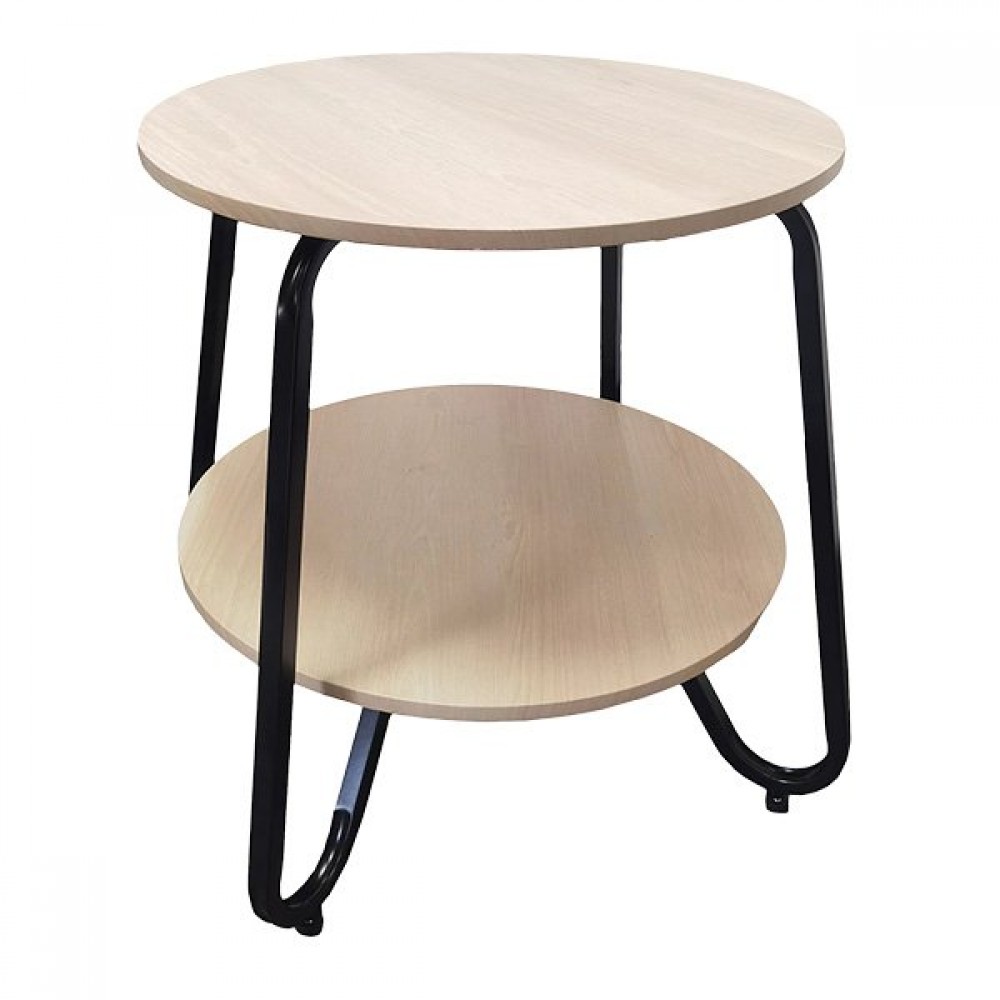 Τραπέζι στρογγυλό Sind σε χρώμα φυσικό/μαύρο 45x45