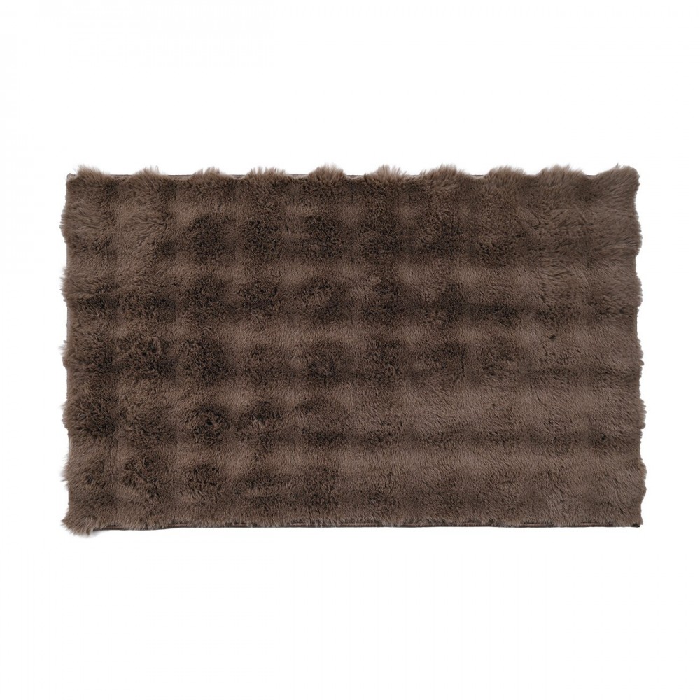 Χαλί "BUBBLE" με ανάγλυφο πέλος γούνας σε χρώμα καφέ 65x180