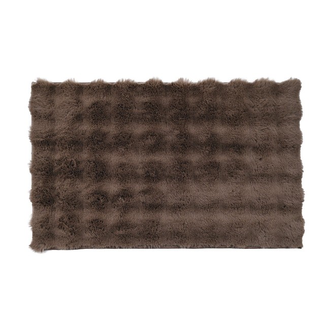 Χαλί "BUBBLE" με ανάγλυφο πέλος γούνας σε χρώμα καφέ 65x180