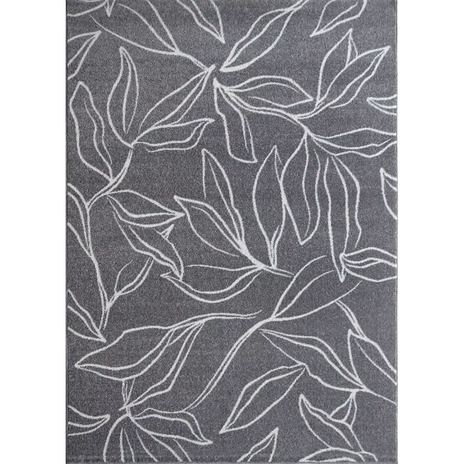Χαλί "FAYNO" σε χρώμα γκρι με λευκά φύλλα 67x190
