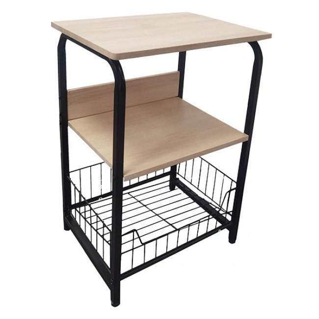 Τραπέζι βοηθητικό σε χρώμα φυσικό/μαύρο 40x30x56