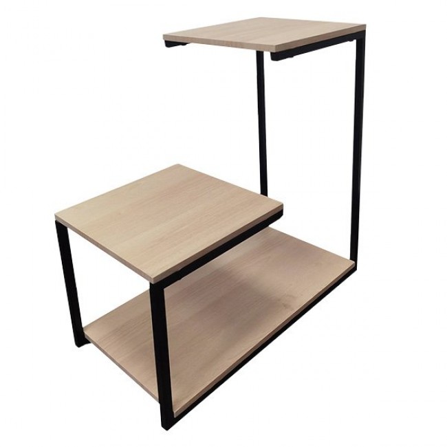 Τραπέζι-βιβλιοθήκη από ξύλο/μέταλλο σε χρώμα φυσικό/μαύρο 60x30x60