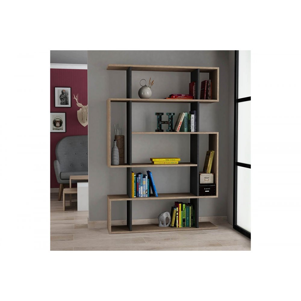 Βιβλιοθήκη "MITO" σε χρώμα δρυς-ανθρακί 108,5x25,5x161