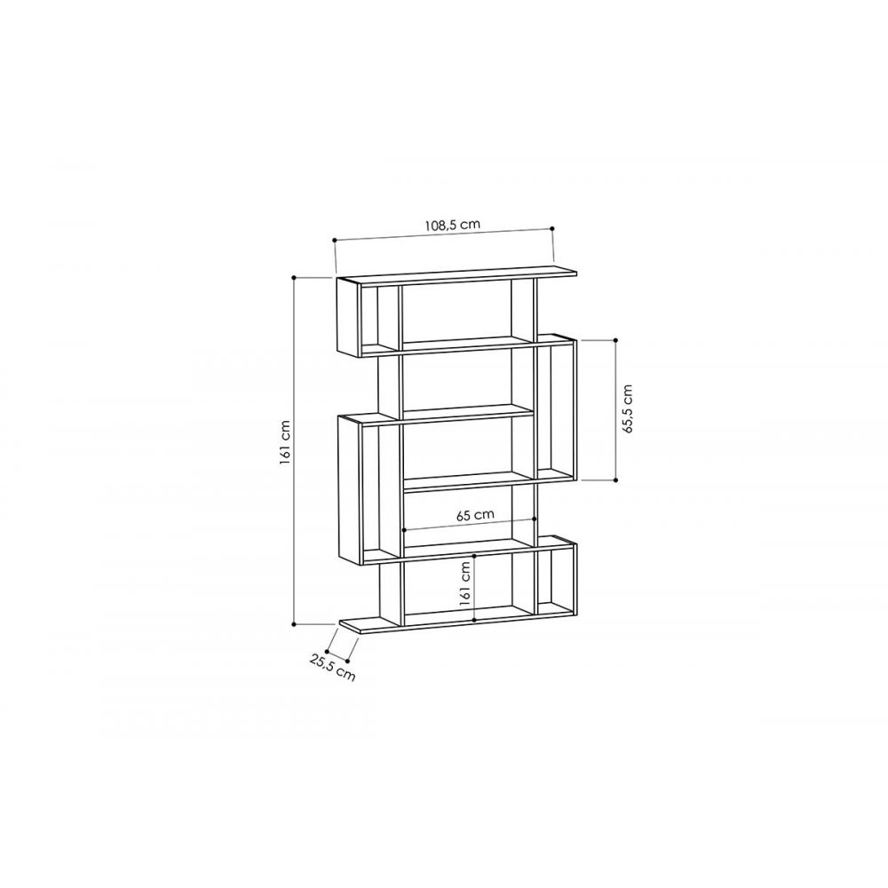 Βιβλιοθήκη "MITO" σε χρώμα δρυς-ανθρακί 108,5x25,5x161