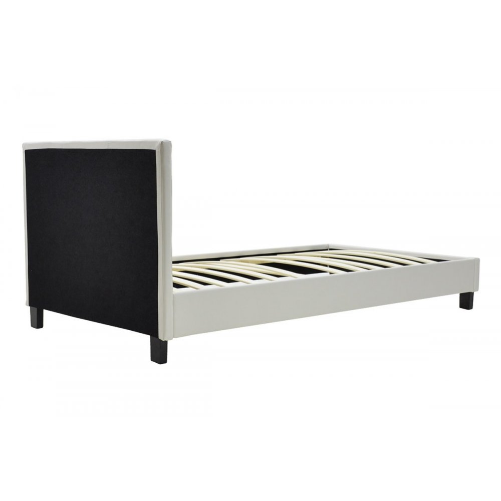 Κρεβάτι "NEVIL" μονό από τεχνόδερμα σε χρώμα λευκό ματ 106x212x87