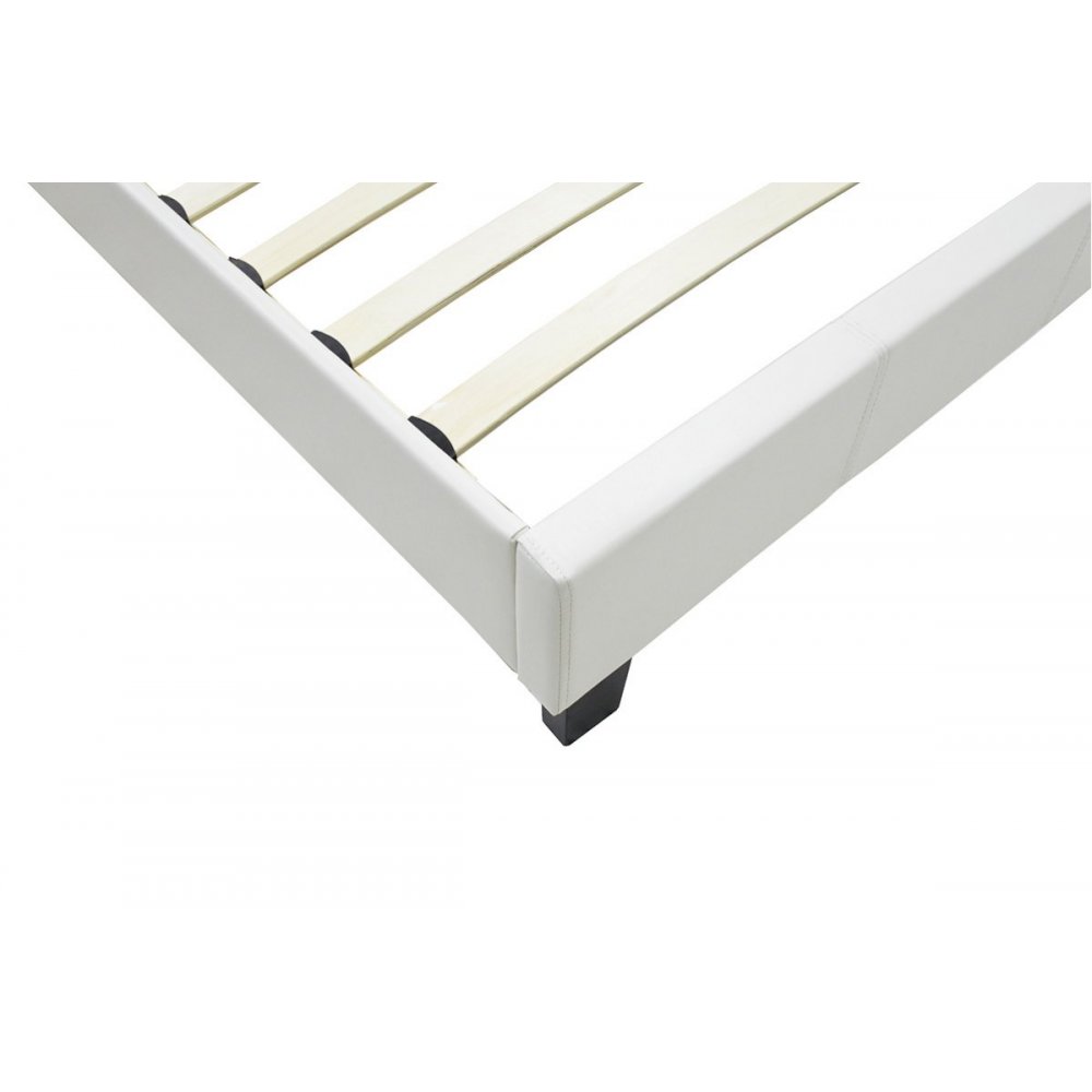 Κρεβάτι "NEVIL" μονό από τεχνόδερμα σε χρώμα λευκό ματ 106x212x87