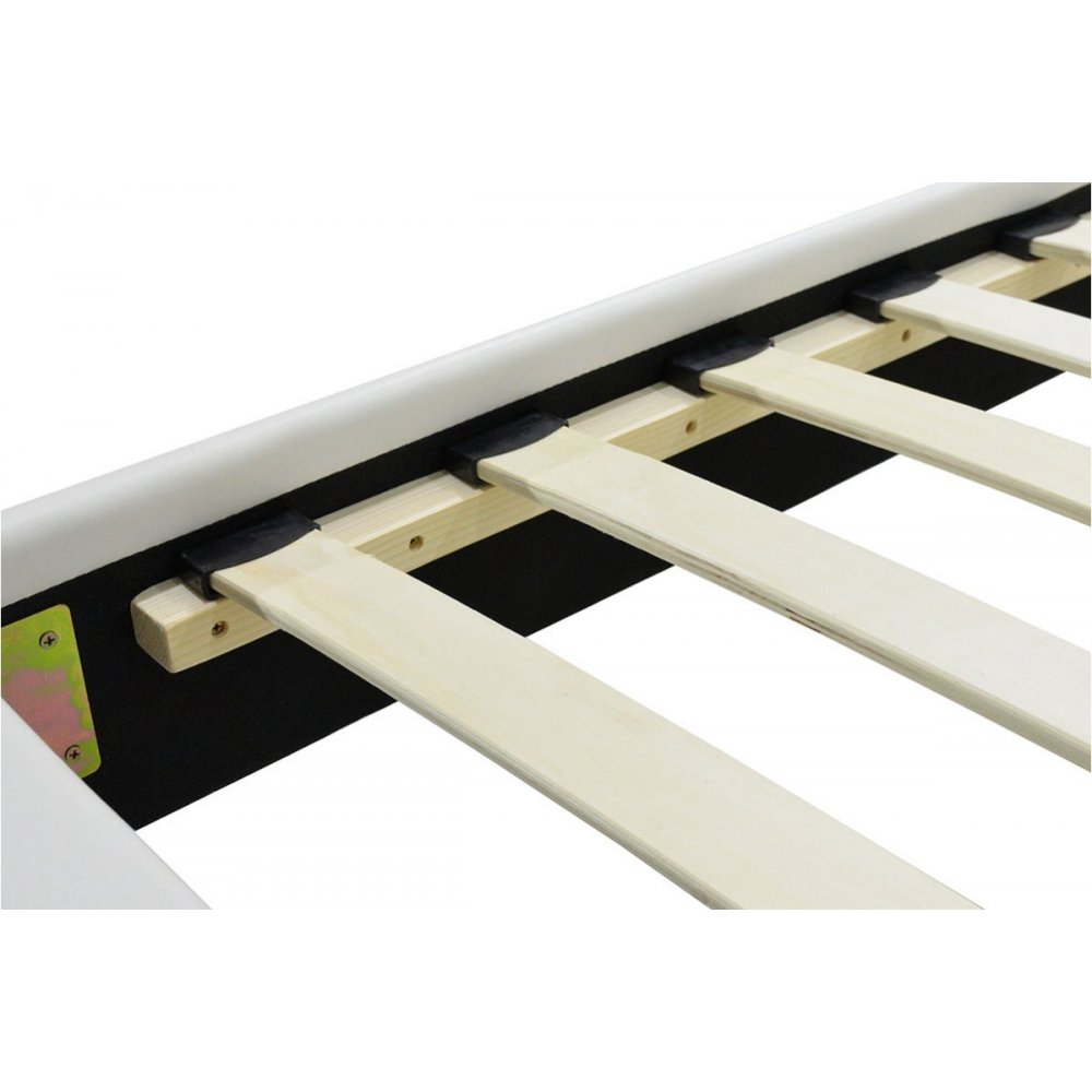 Κρεβάτι "NEVIL" μονό από τεχνόδερμα σε χρώμα λευκό ματ 106x212x87