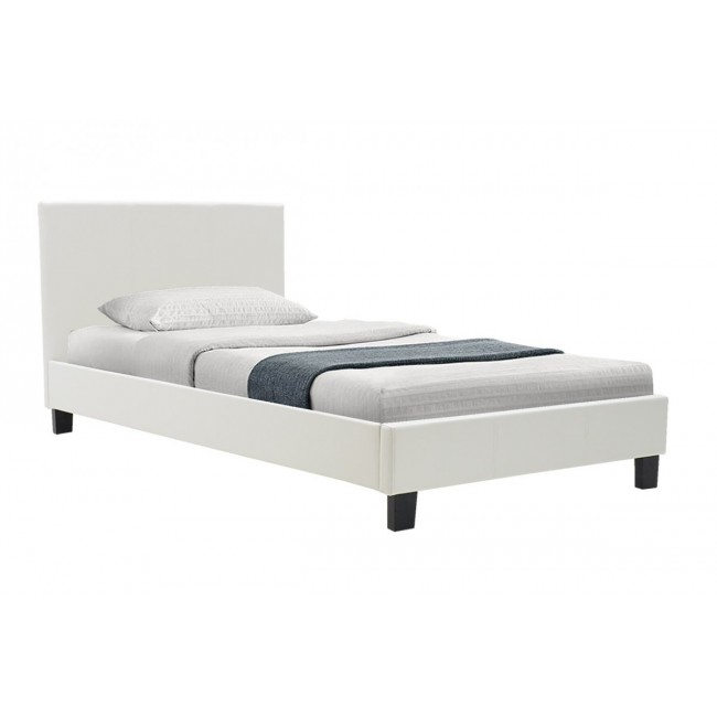 Κρεβάτι "NEVIL" μονό από τεχνόδερμα σε χρώμα λευκό ματ 106x212x87