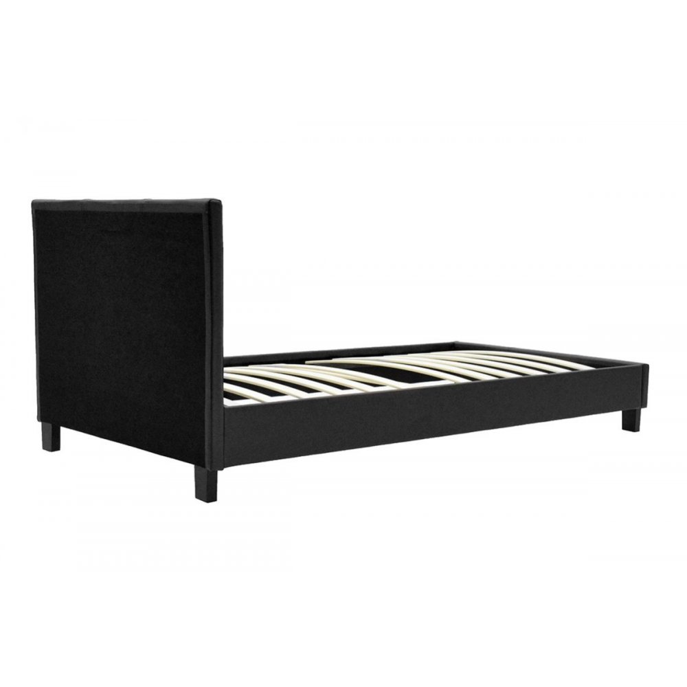 Κρεβάτι "NEVIL" μονό από τεχνόδερμα σε χρώμα μαύρο ματ 106x212x87