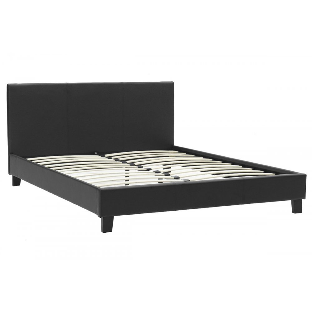 Κρεβάτι "NEVIL" διπλό από τεχνόδερμα σε χρώμα μαύρο ματ 156x212x87