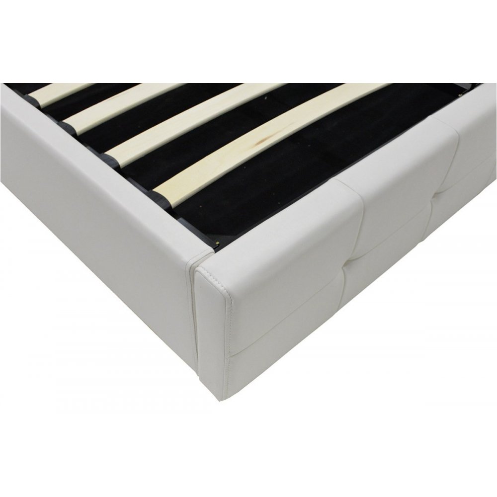 Κρεβάτι "ROI" διπλό από τεχνόδερμα σε χρώμα λευκό ματ με αποθηκευτικό χώρο 172x218x109