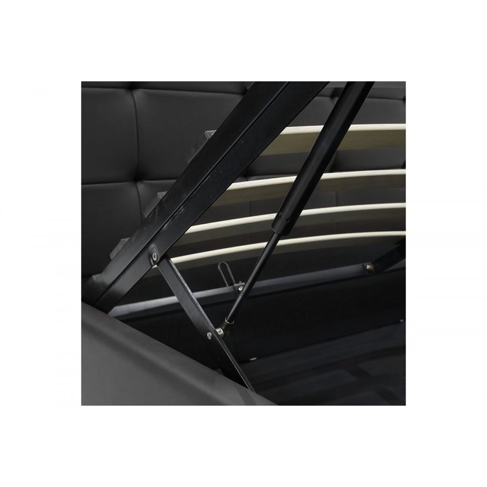 Κρεβάτι "ROI" διπλό από τεχνόδερμα σε χρώμα μαύρο ματ με αποθηκευτικό χώρο 172x218x109