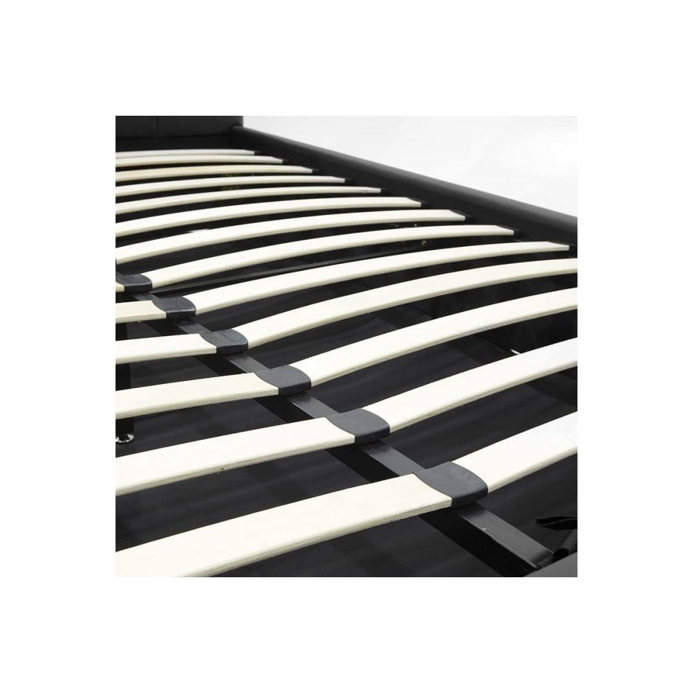 Κρεβάτι "ROI" διπλό από τεχνόδερμα σε χρώμα μαύρο ματ με αποθηκευτικό χώρο 172x218x109