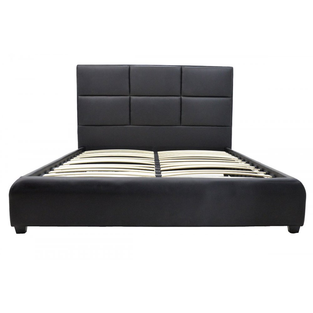Κρεβάτι "AMAZON" διπλό από τεχνόδερμα σε χρώμα μαύρο 178x216x128