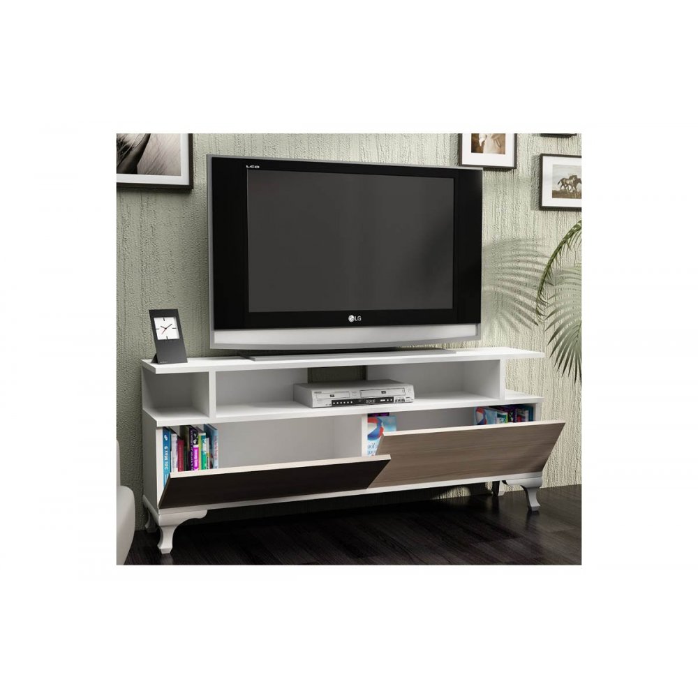 Έπιπλο τηλεόρασης "ROSSO" σε χρώμα λευκό-cordoba 120x30x60