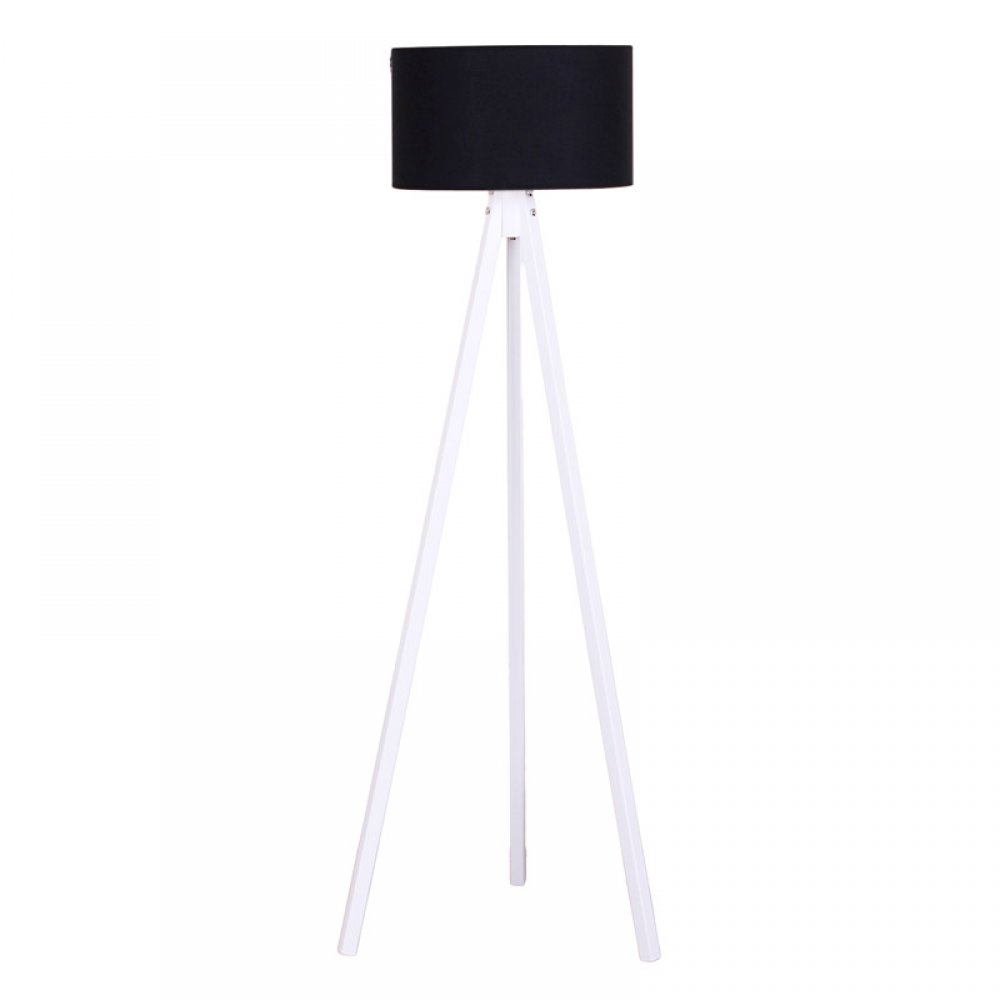 Φωτιστικό δαπέδου "BIBI" λευκά ξύλινα πόδια-μαύρο καπέλο 38,5x38,5x144