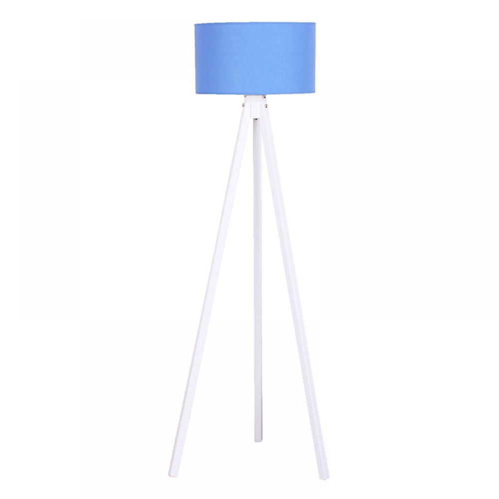 Φωτιστικό δαπέδου "BIBI" λευκά ξύλινα πόδια-μπλε καπέλο 38,5x38,5x144
