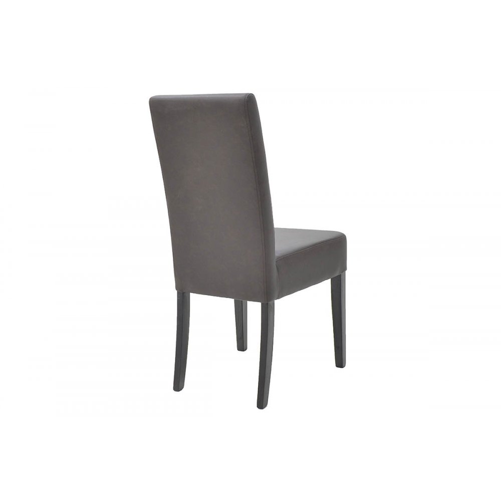Καρέκλα "DITTA" μασίφ ξύλο από τεχνόδερμα σε χρώμα σκούρο καφέ 44x46x97