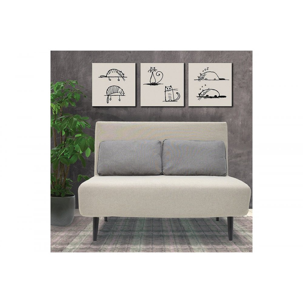 Πολυθρόνα-κρεβάτι "ALEXIS" από ύφασμα σε χρώμα μπεζ 120x89x88