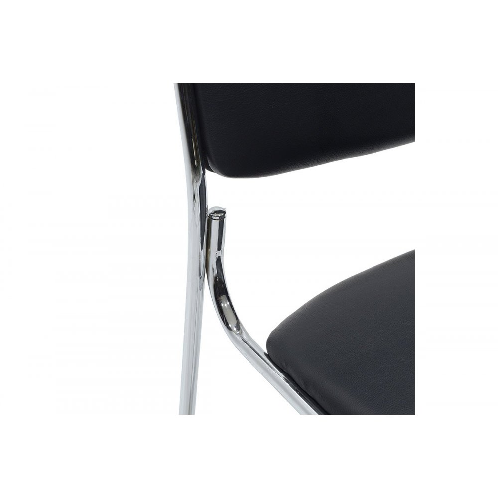 Καρέκλα επισκέπτη "CORINA" με τεχνόδερμα σε χρώμα μαύρο 52x46x76