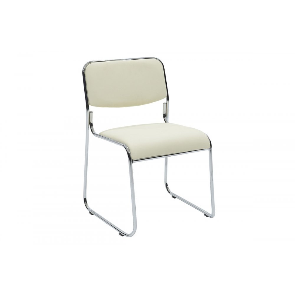 Καρέκλα επισκέπτη "CORINA" με τεχνόδερμα σε χρώμα εκρού 52x46x76