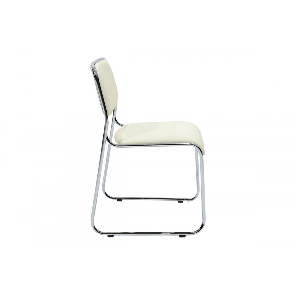 Καρέκλα επισκέπτη "CORINA" με τεχνόδερμα σε χρώμα εκρού 52x46x76