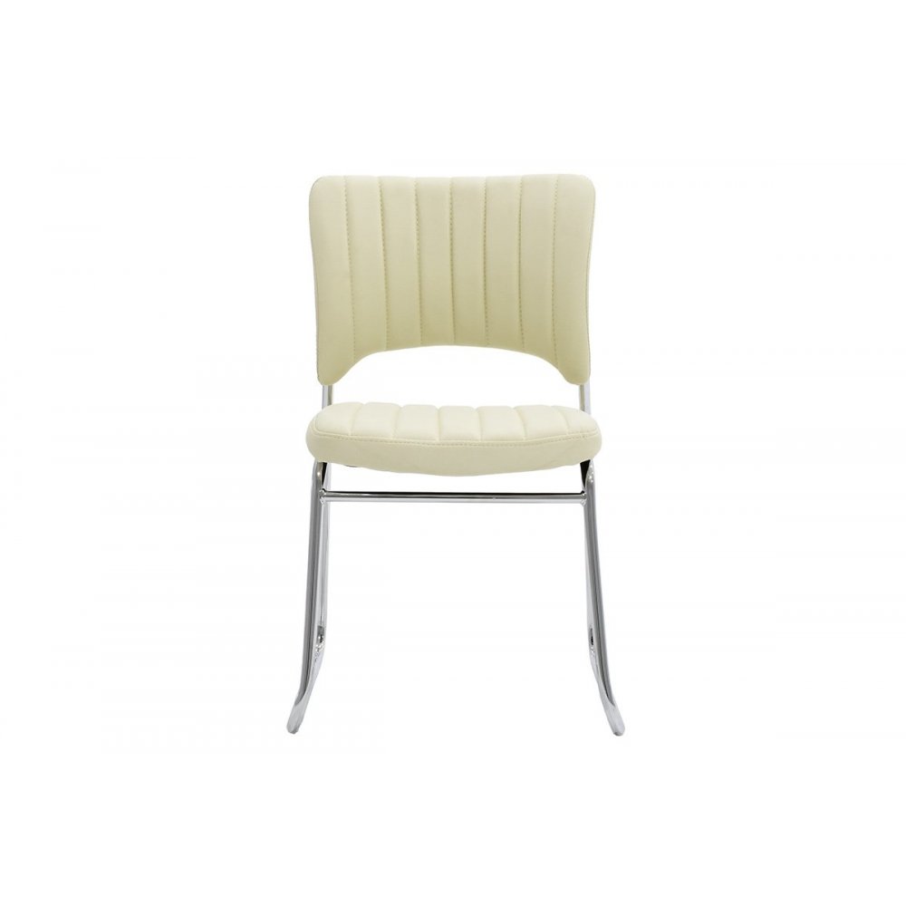Καρέκλα επισκέπτη "EVELIA" από τεχνόδερμα σε χρώμα εκρού 44x54x82