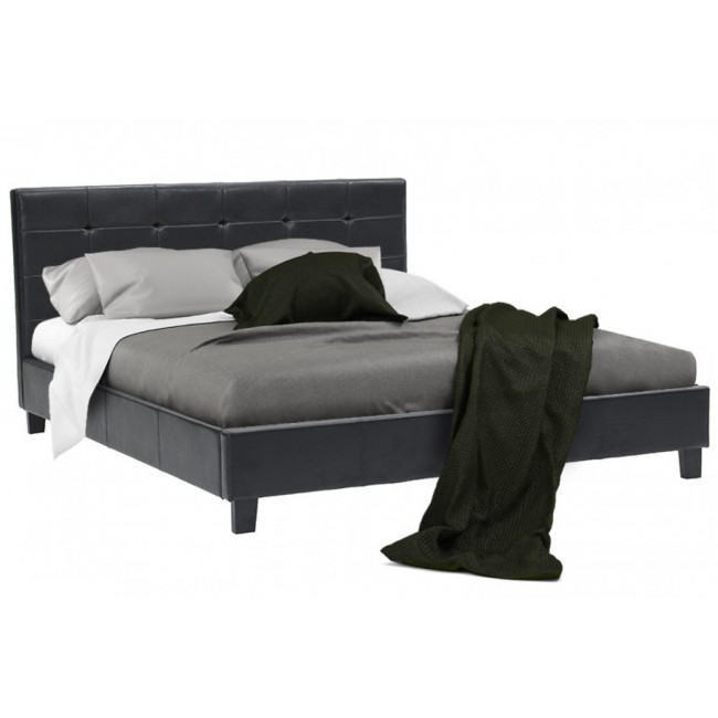 Κρεβάτι "DESI" διπλό με τεχνόδερμα σε χρώμα μαύρο ματ 170x216x96