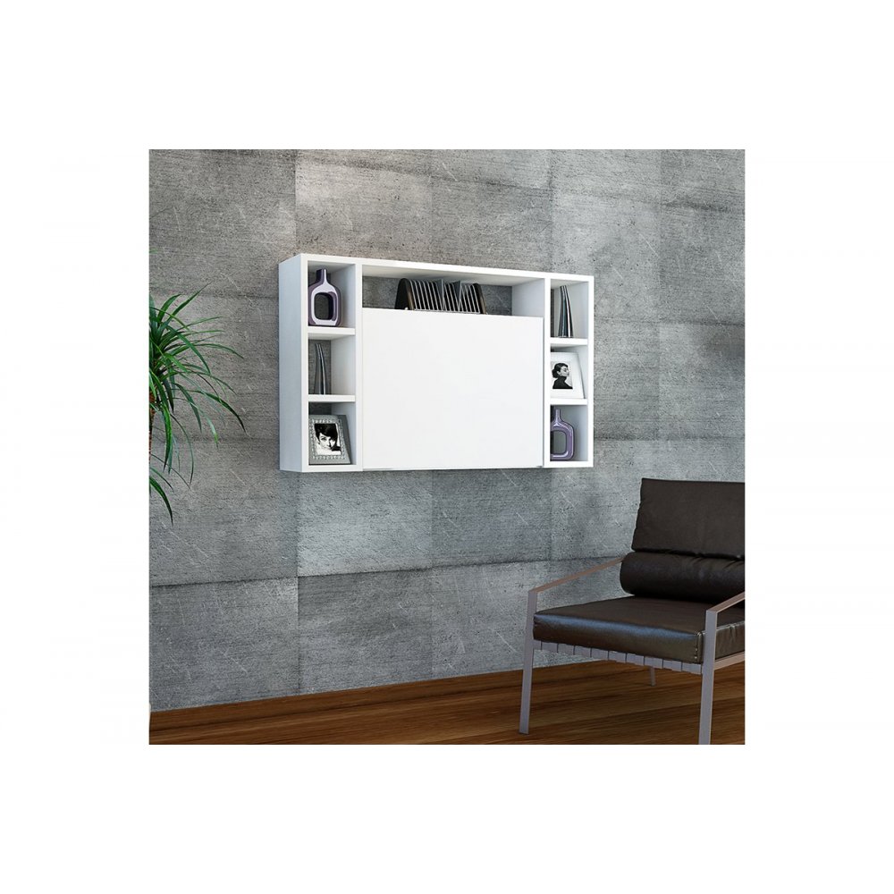 Γραφείο τοίχου "OMEGA" ανοιγόμενο σε χρώμα λευκό 90x20+(56)x60