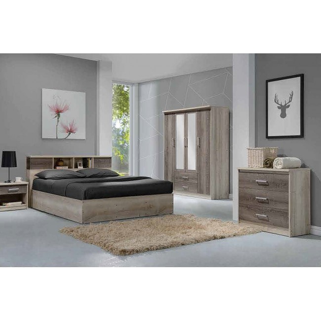 Κρεβάτι "OLYMPUS" διπλό σε χρώμα castillo-toro δρυς 167,50x221x84