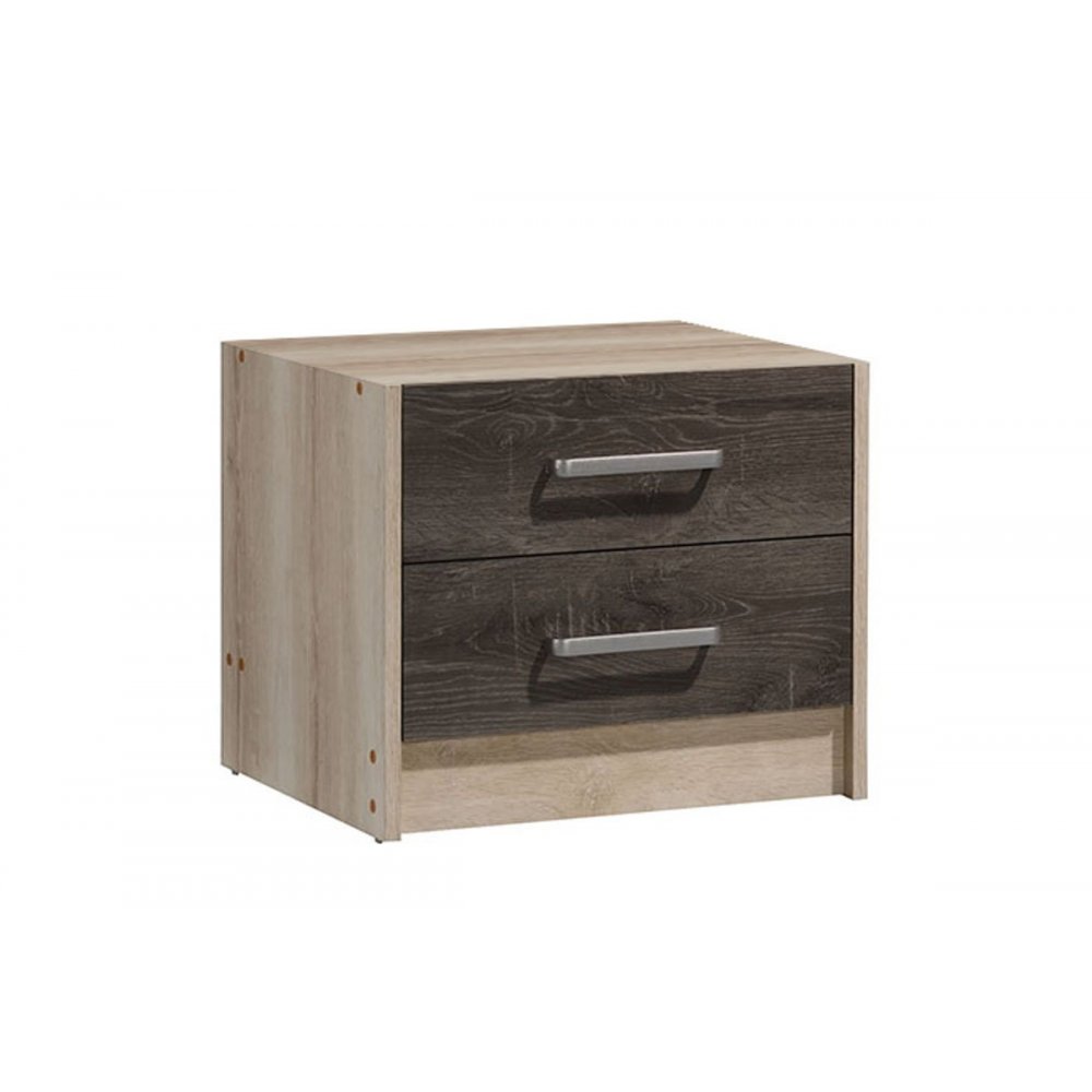 Κομοδίνο "OLYMPUS" με 2 συρτάρια χρώμα castillo-toro δρυς 47,5x40,5x40,5