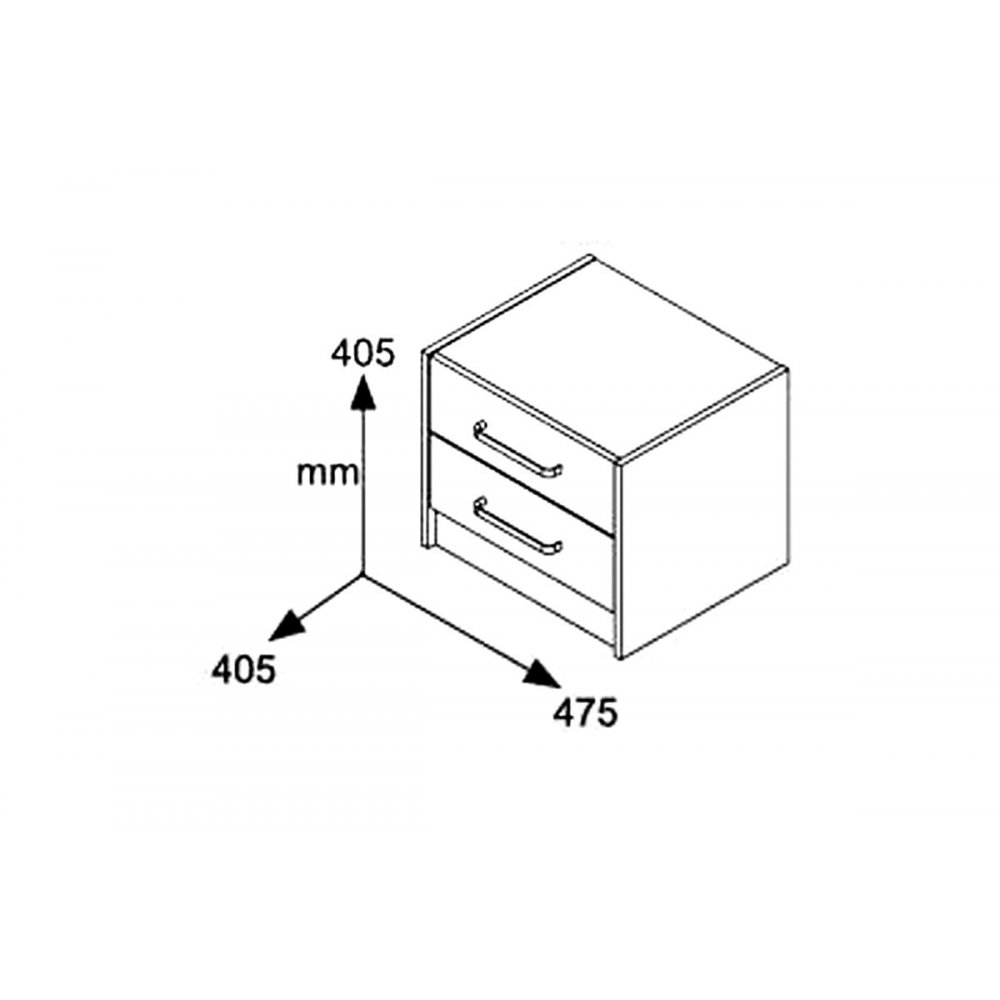 Κομοδίνο "OLYMPUS" με 2 συρτάρια χρώμα castillo-toro δρυς 47,5x40,5x40,5