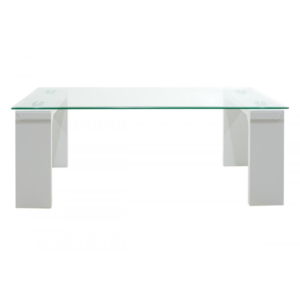 Τραπεζάκι σαλονιού "GLASS LINE" γυάλινo σε χρώμα λευκό 100x60x42,5