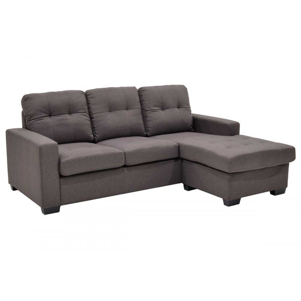 Γωνιακός καναπές "BETTY" αναστρέψιμος υφασμάτινος σε χρώμα καφέ 200x160x90