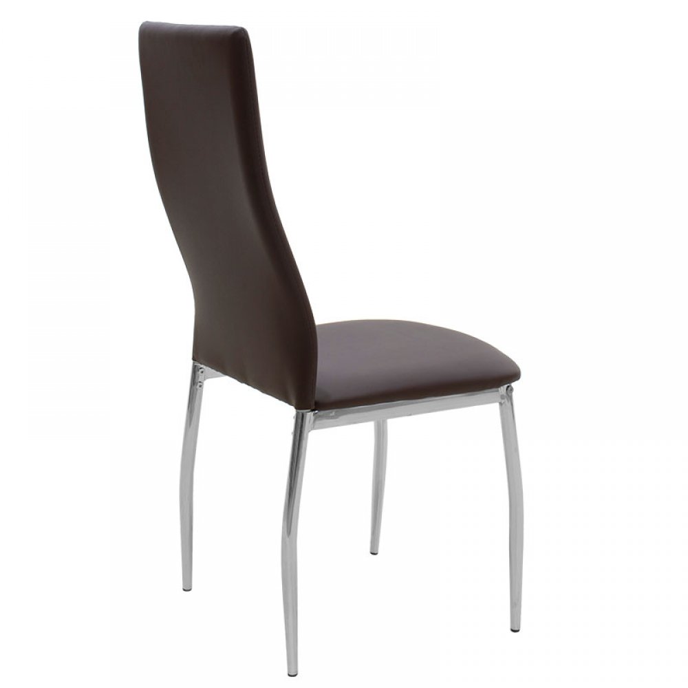 Καρέκλα "JELLA" μεταλλική χρωμίου-pu σε χρώμα καφέ 41x46x100
