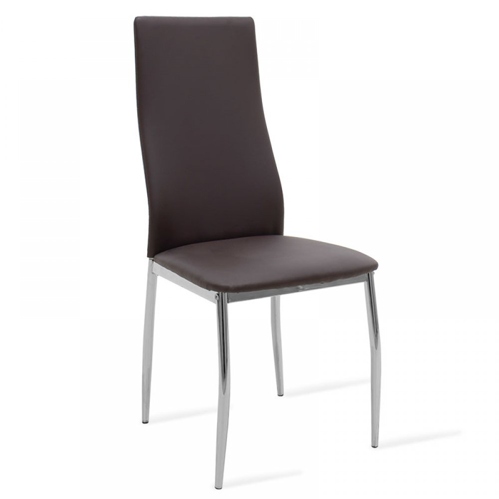 Καρέκλα "JELLA" μεταλλική χρωμίου-pu σε χρώμα καφέ 41x46x100