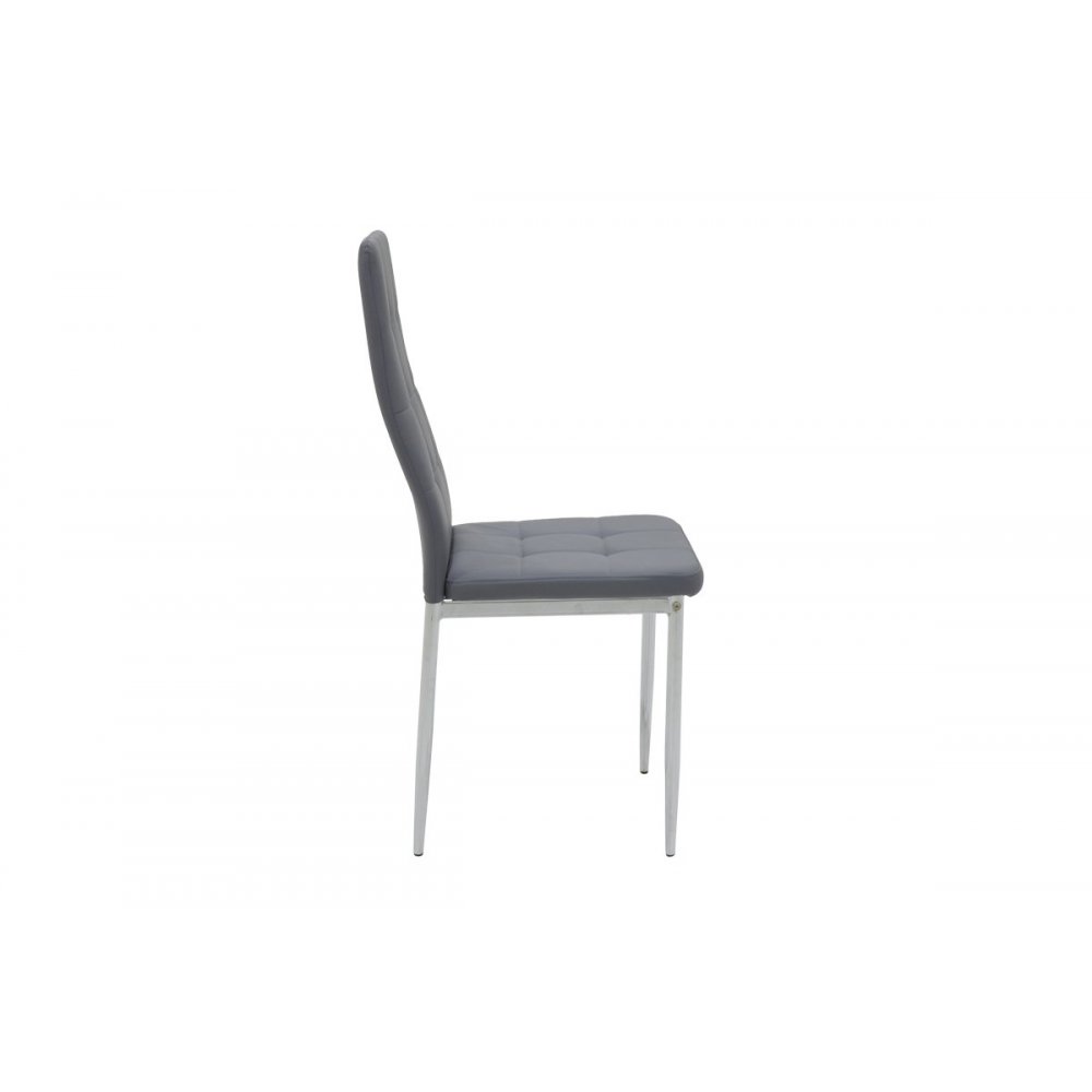 Καρέκλα "CUBE" μεταλλική από τεχνόδερμα σε χρώμα γκρι 41x46x97