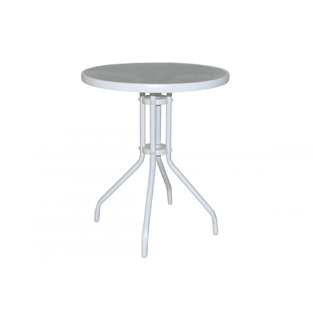 Τραπέζι κήπου "ALMA" στρόγγυλο μεταλλικό σε χρώμα λευκό Φ60x71