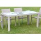 Τραπέζι κήπου "MILANO" αλουμινίου με πλέξη wicker σε χρώμα λευκό 200x100x74