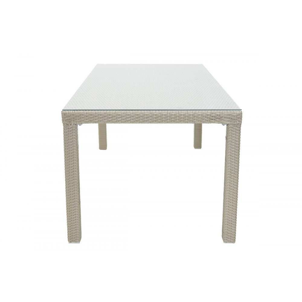 Τραπέζι κήπου "MILANO" αλουμινίου με πλέξη wicker σε χρώμα λευκό 200x100x74