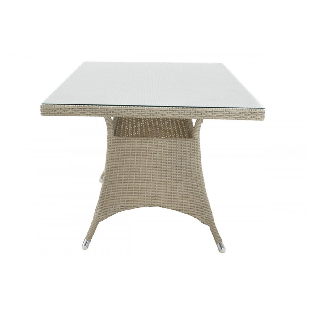 Τραπέζι κήπου "ROMA" αλουμινίου με πλέξη wicker σε χρώμα λευκό 140x80x74