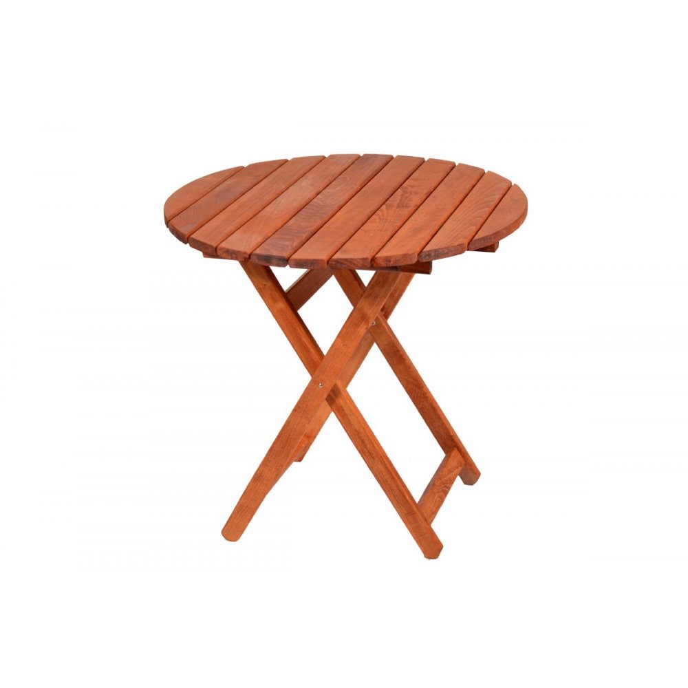 Τραπέζι "ARETI" πτυσσόμενο απο μασίφ ξύλο οξιάς σε χρώμα κερασί Φ80x71