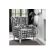 Πολυθρόνα-μπερζέρα "PRESIDENT" με ύφασμα σε ασπρόμαυρο χρώμα 83x86x99