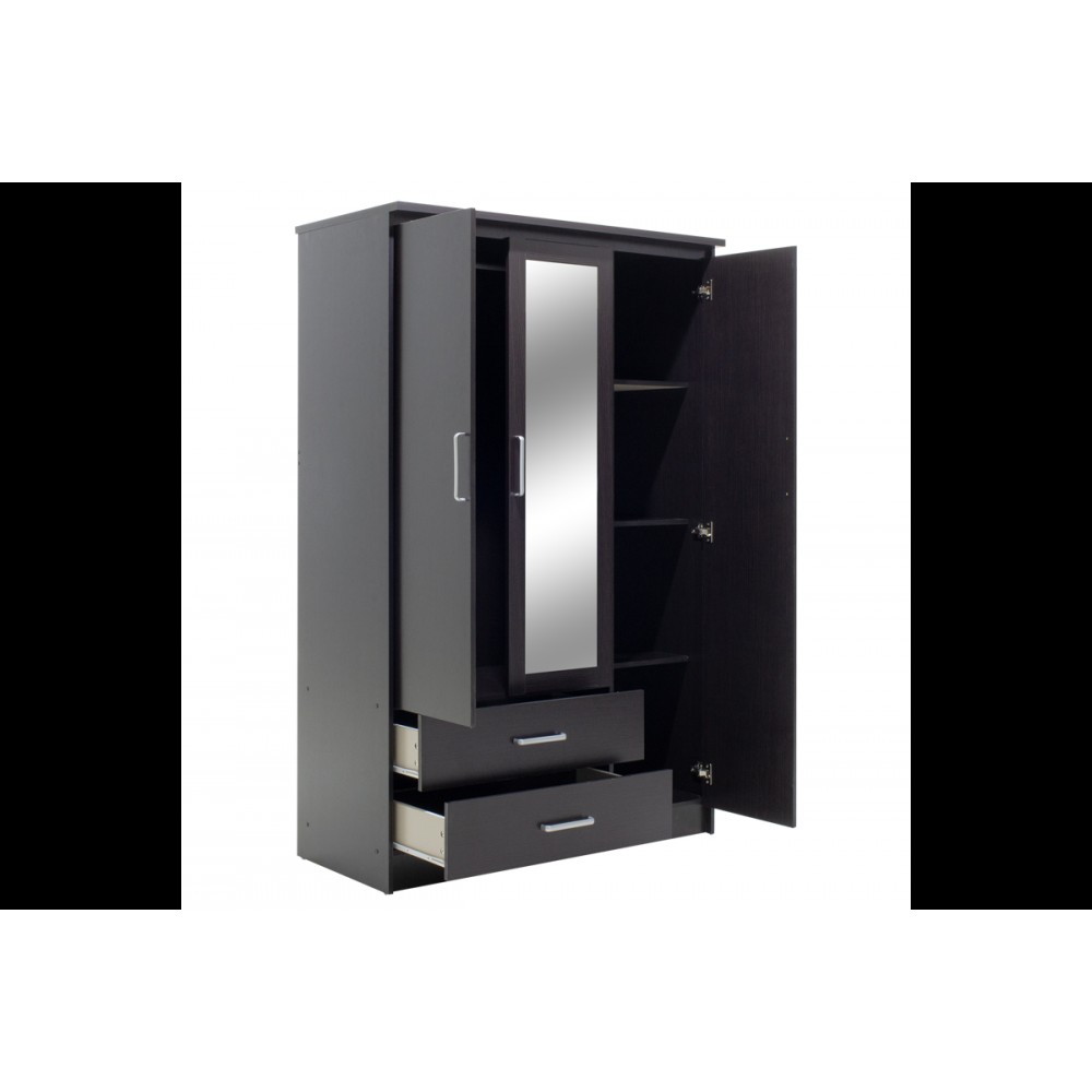 Ντουλάπα "OLYMPUS" τρίφυλλη με καθρέπτη σε χρώμα βέγγε 120x57x183