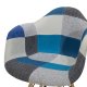Πολυθρόνα "JULITA" με ύφασμα patchwork σε χρώμα μπλε 62x62x80